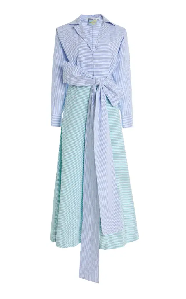 Bernadette Exclusive Riviera Clarence Striped Cotton Maxi Shirt Dress