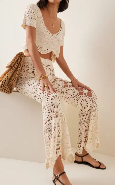 Akoia Swim Bunga Crocheted Cotton Pants and Top Set | Thumbnail 2 Akoia Swim Bunga Crocheted Cotton Pants and Top Set | Thumbnail 2