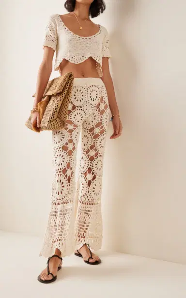 Akoia Swim Bunga Crocheted Cotton Pants and Top Set | Thumbnail 3 Akoia Swim Bunga Crocheted Cotton Pants and Top Set | Thumbnail 3
