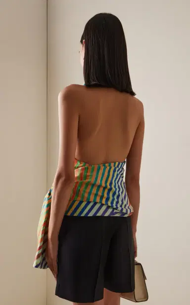 Christopher John Rogers Crayon-Striped Cotton-Poplin Sarong Top | Thumbnail 5