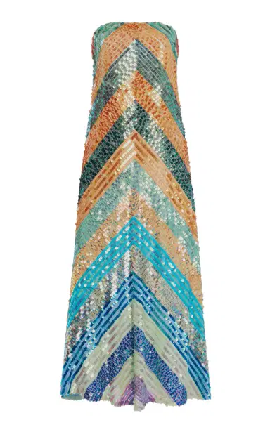 Christopher John Rogers Strapless Hand-Embellished Midi Dress | Thumbnail 1 Christopher John Rogers Strapless Hand-Embellished Midi Dress | Thumbnail 1