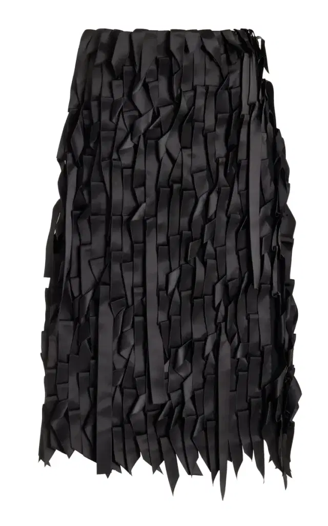 Ribbon-Embroidered Sablé Midi Skirt