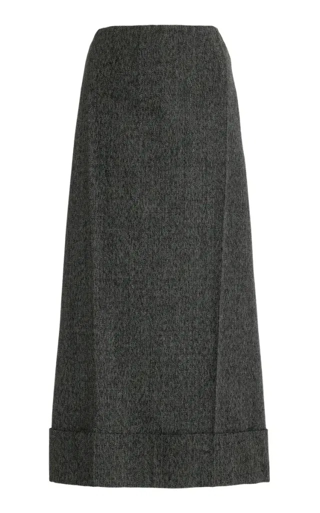 Prada Wool Mouliné Midi Skirt
