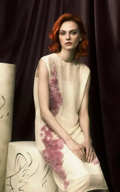 Prada Embroidered Georgette Midi Dress | Thumbnail 2
