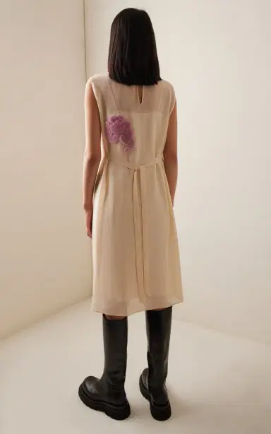 Prada Embroidered Georgette Midi Dress | Thumbnail 5