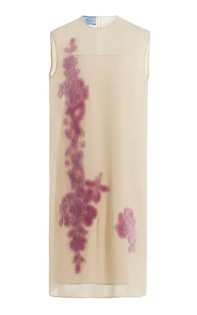 Prada Embroidered Georgette Midi Dress | Thumbnail 1