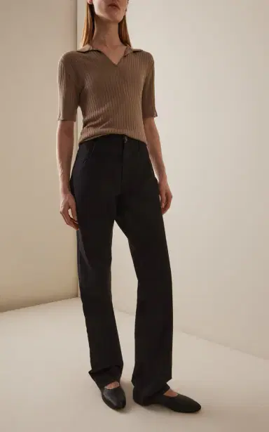 The Row Kaiomi Ribbed-Knit Polo Top | Thumbnail 3