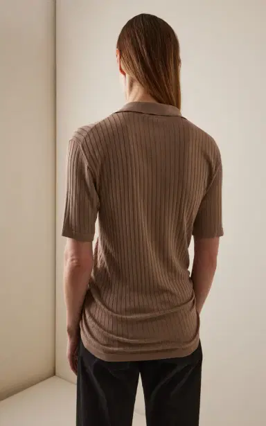 The Row Kaiomi Ribbed-Knit Polo Top | Thumbnail 4