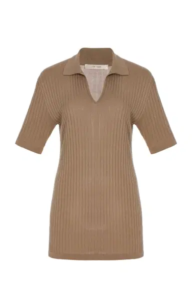 The Row Kaiomi Ribbed-Knit Polo Top | Thumbnail 1