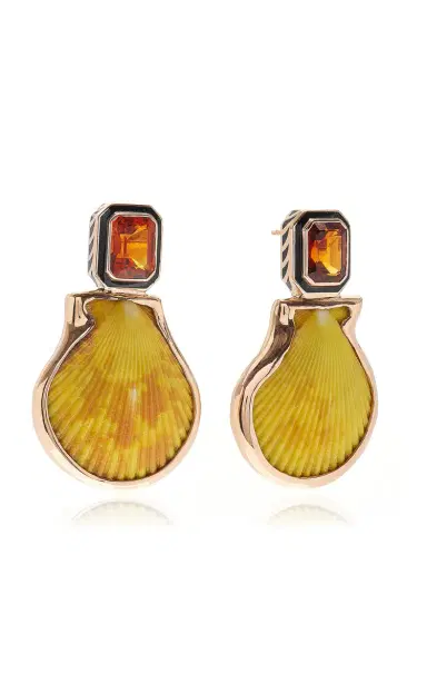 DEZSO BY SARA BELTRÁN Natural Clam Shell With Citrine Earrings | Thumbnail 3