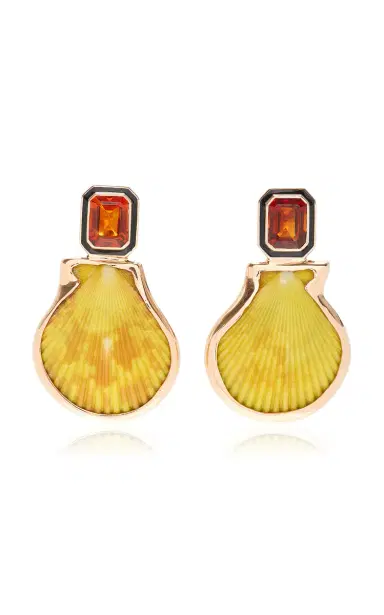 DEZSO BY SARA BELTRÁN Natural Clam Shell With Citrine Earrings | Thumbnail 1