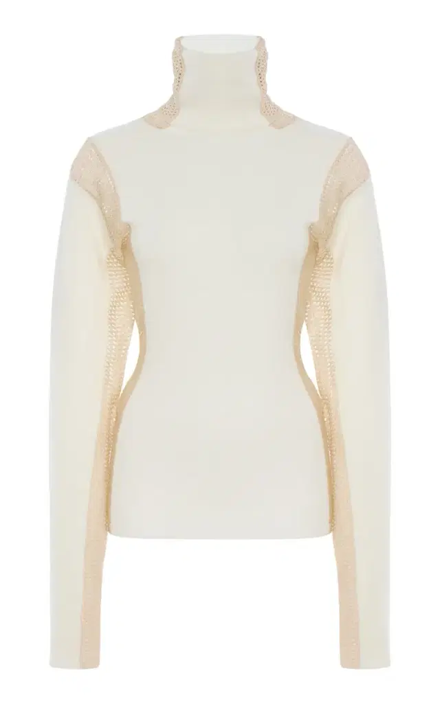 Diotima Crochet-Detailed Wool-Blend Turtleneck Top