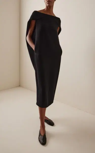The Row Anitas Cape-Detailed Wool Gabardine Midi Dress | Thumbnail 2