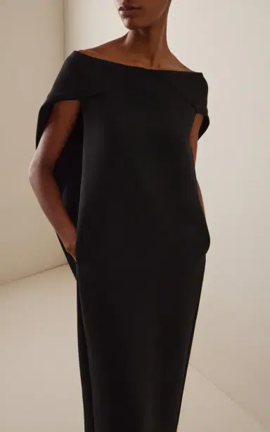 The Row Anitas Cape-Detailed Wool Gabardine Midi Dress | Thumbnail 3