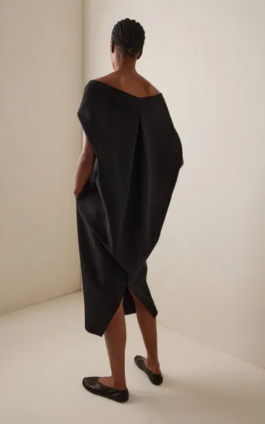 The Row Anitas Cape-Detailed Wool Gabardine Midi Dress | Thumbnail 4