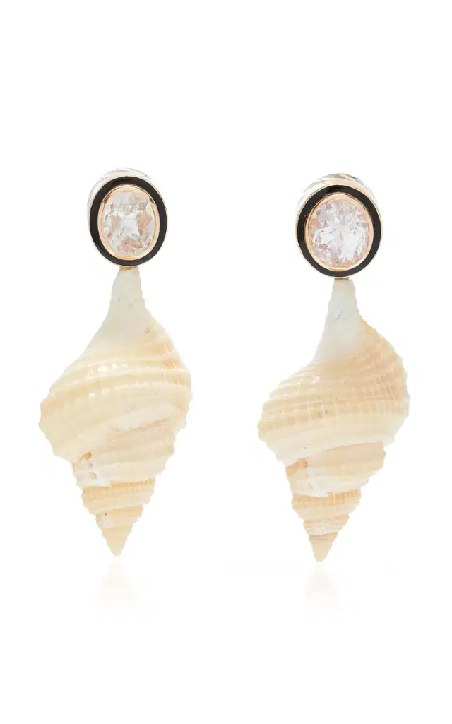 Distorsio Shell Earrings With White Silimanite