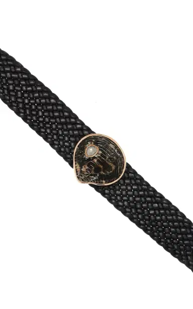 DEZSO BY SARA BELTRÁN Grande Carved Venus With Polki Diamond On Leather Bracelet | Thumbnail 3