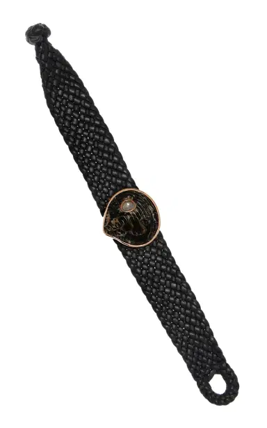 DEZSO BY SARA BELTRÁN Grande Carved Venus With Polki Diamond On Leather Bracelet | Thumbnail 1