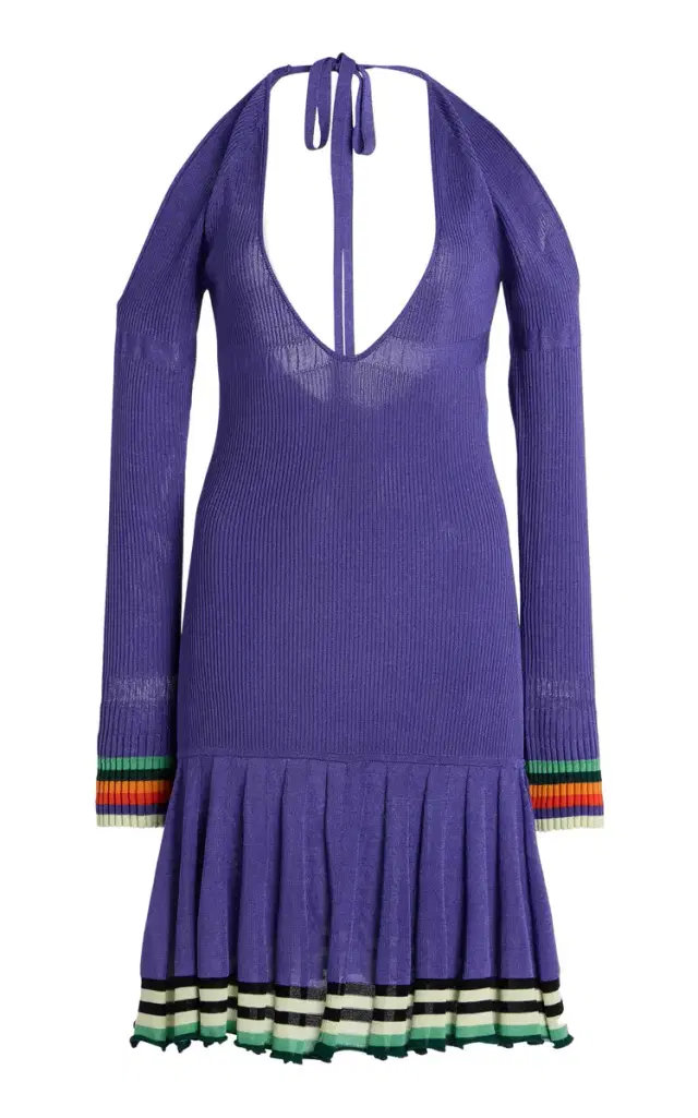 Christopher John Rogers Exclusive Riviera Cold-Shoulder Ribbed-Knit Mini Dress