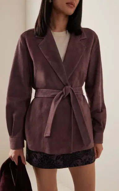 Max Mara Frisco Leather Jacket - Purple | Thumbnail 6