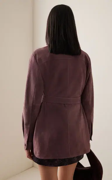 Max Mara Frisco Leather Jacket - Purple | Thumbnail 8