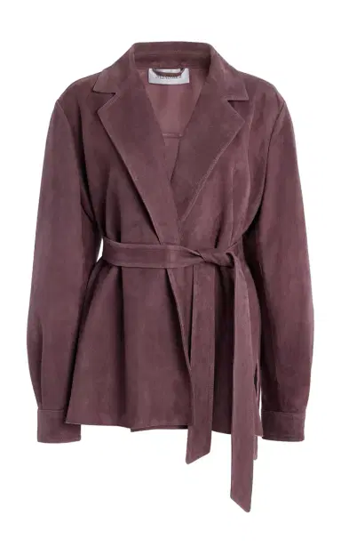 Max Mara Frisco Leather Jacket - Purple | Thumbnail 1