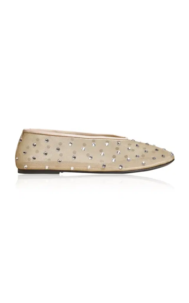 Marcy Crystal-Embellished Mesh Flats