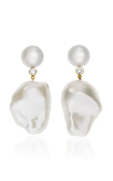 Sophie Bille Brahe Venus Diamant 14K Gold Pearl And Diamond Earrings | Thumbnail 1