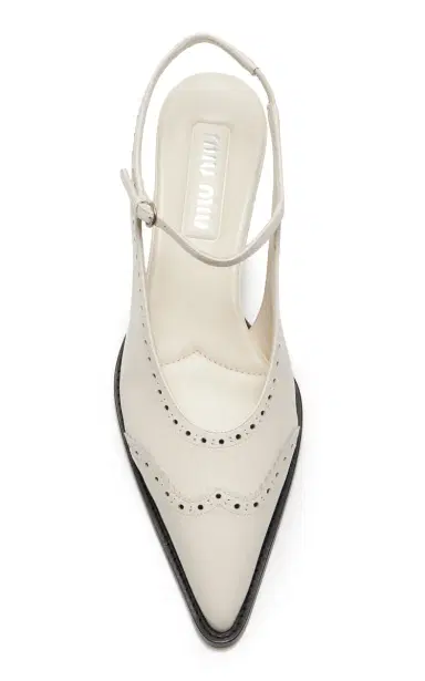 Miu Miu Brogue Leather Mary Jane Slingback Pumps | Thumbnail 4