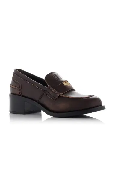 Miu Miu Leather Penny Loafers | Thumbnail 5 Miu Miu Leather Penny Loafers | Thumbnail 5