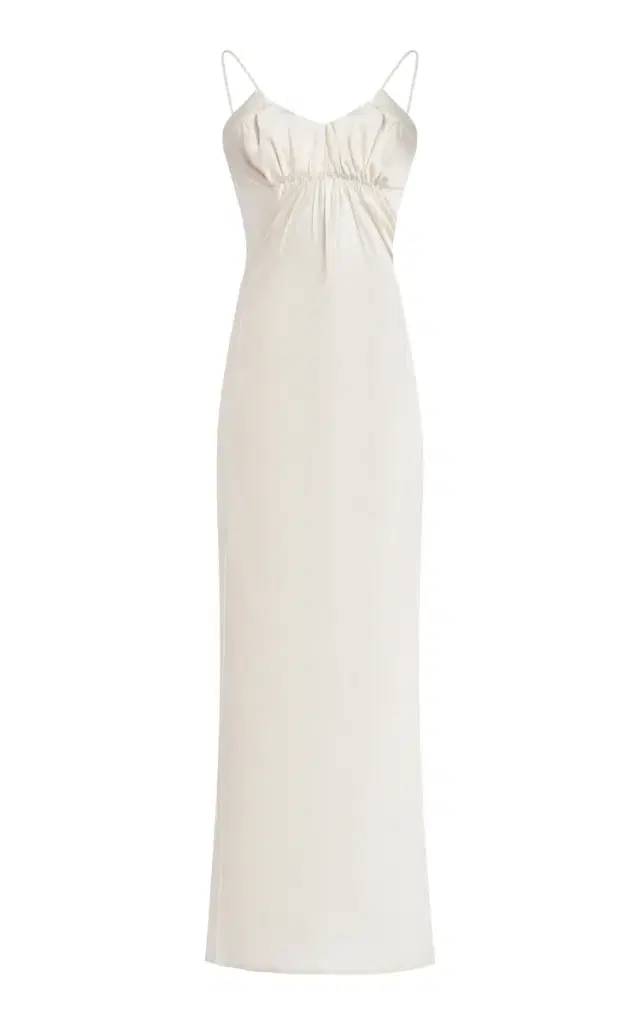 Gathered Cupro-Blend Midi Dress