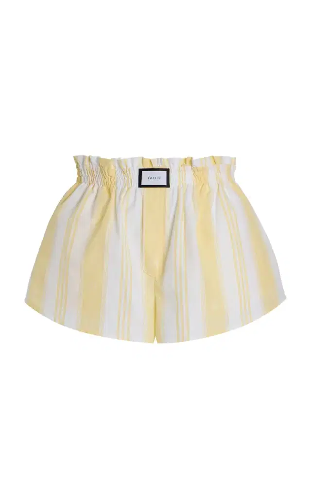 Yaitte Palma Jacquard-Striped Cotton Shorts