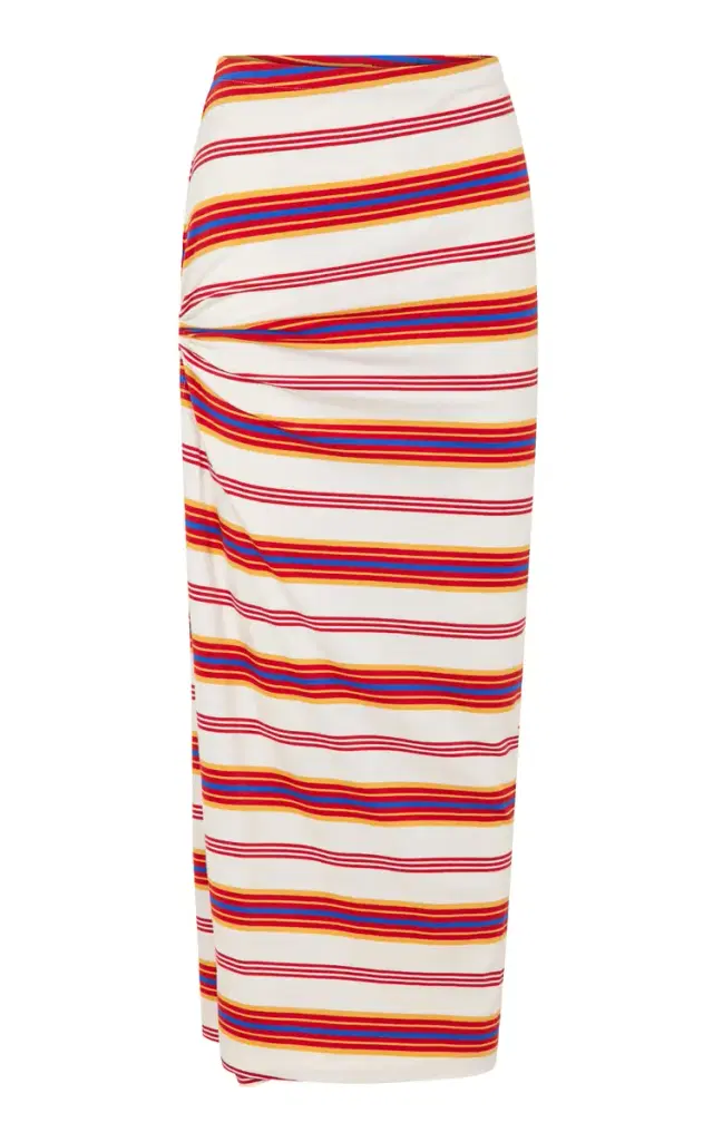 Rabanne Gathered-Detail Stretch-Cotton Maxi Skirt