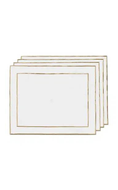 Tiffany & Co. Set-of-Four Small Embroidered Linen Placemats - Gold | Thumbnail 1 Tiffany & Co. Set-of-Four Small Embroidered Linen Placemats - Gold | Thumbnail 1