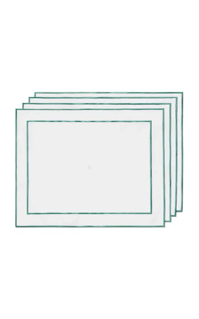 Tiffany & Co. Set-of-Four Small Embroidered Linen Placemats - Blue