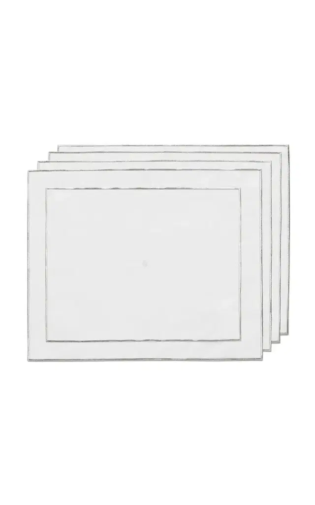 Tiffany & Co. Set-of-Four Embroidered Linen Placemats - Silver