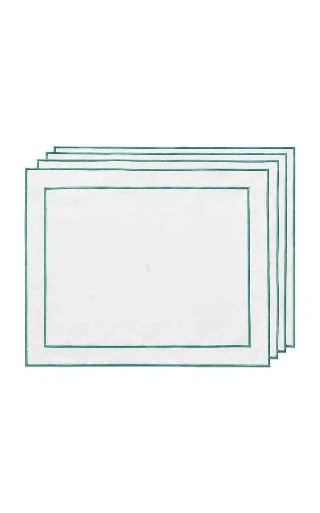 Tiffany & Co. Set-of-Four Embroidered Linen Placemats - Blue