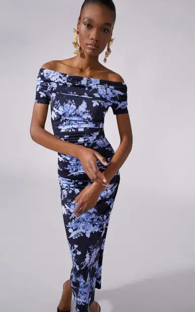 Carolina Herrera Ruched Jersey Off-The-Shoulder Midi Dress | Thumbnail 2