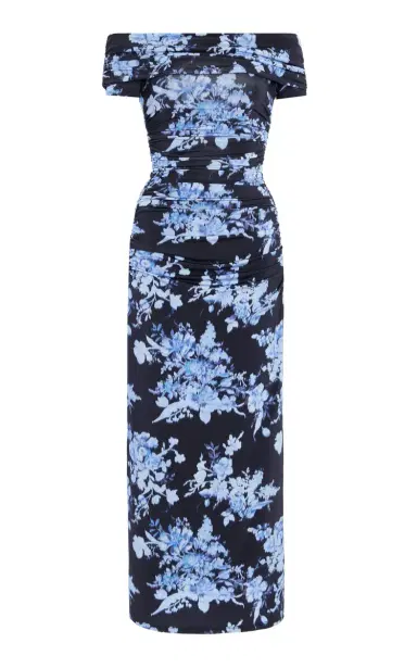 Carolina Herrera Ruched Jersey Off-The-Shoulder Midi Dress | Thumbnail 1