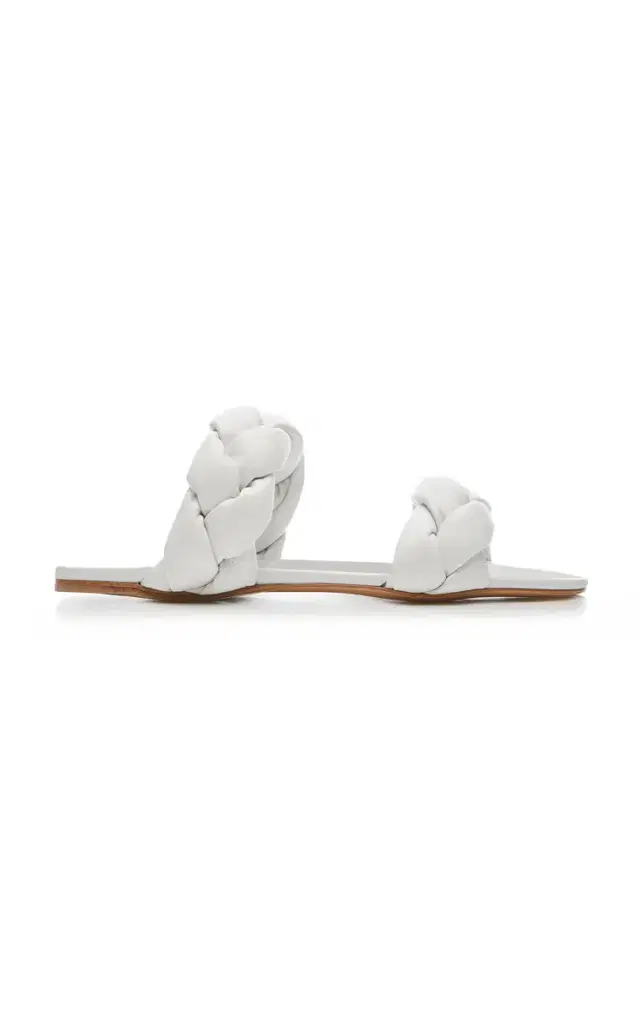 Miu Miu Puffy Braided Leather Slide Sandals
