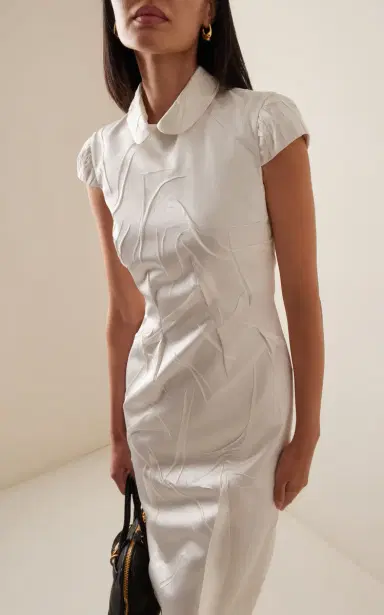 Miu Miu Crushed Silk Satin Midi Dress | Thumbnail 3