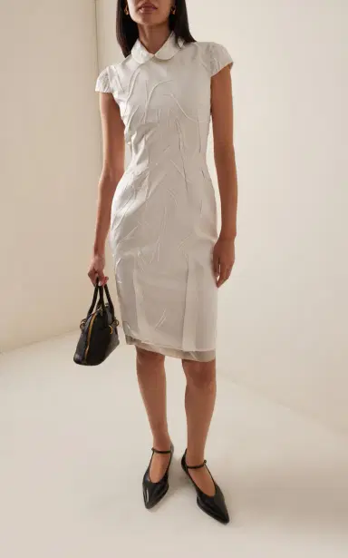 Miu Miu Crushed Silk Satin Midi Dress | Thumbnail 4