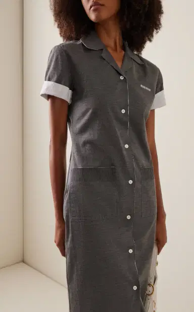 Miu Miu Cotton-Silk Midi Shirt Dress | Thumbnail 3 Miu Miu Cotton-Silk Midi Shirt Dress | Thumbnail 3