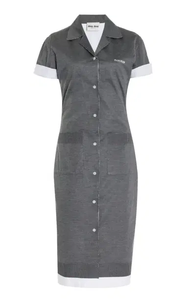 Miu Miu Cotton-Silk Midi Shirt Dress | Thumbnail 6 Miu Miu Cotton-Silk Midi Shirt Dress | Thumbnail 6