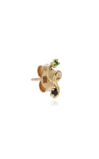 Bea Bongiasca Mini Loop Earring With Tsavorite And Blue Sapphire 9K Yellow Gold 0 013 Ct Tsavorite 0 044 Ct Blue Sapphire | Thumbnail 3 Bea Bongiasca Mini Loop Earring With Tsavorite And Blue Sapphire 9K Yellow Gold 0 013 Ct Tsavorite 0 044 Ct Blue Sapphire | Thumbnail 3