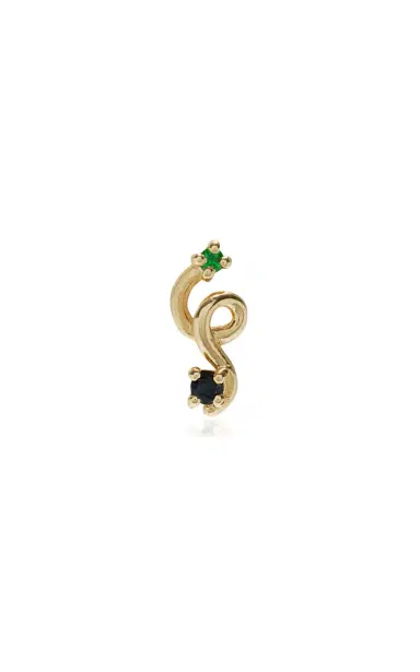 Bea Bongiasca Mini Loop Earring With Tsavorite And Blue Sapphire 9K Yellow Gold 0 013 Ct Tsavorite 0 044 Ct Blue Sapphire | Thumbnail 1 Bea Bongiasca Mini Loop Earring With Tsavorite And Blue Sapphire 9K Yellow Gold 0 013 Ct Tsavorite 0 044 Ct Blue Sapphire | Thumbnail 1