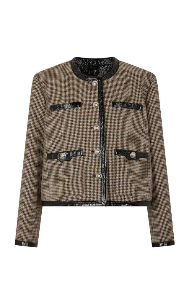 Rabanne Vegan Leather-Trimmed Wool Jacket