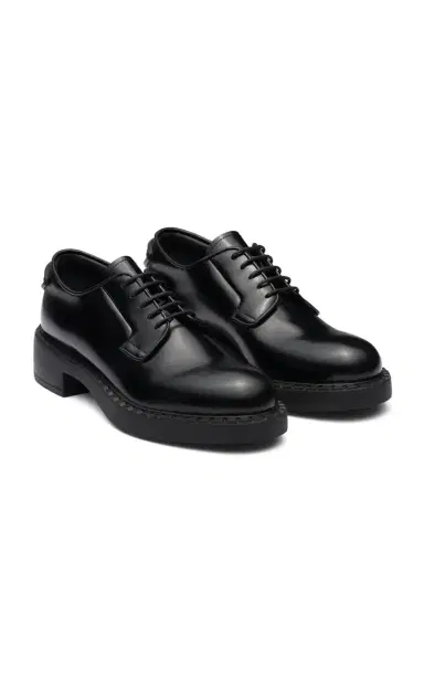 Prada Logo-Detailed Leather Oxford Loafers | Thumbnail 4