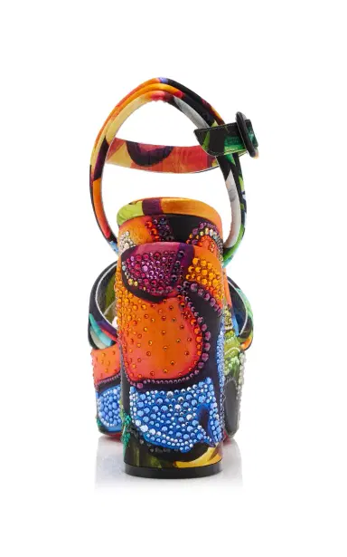 Christian Louboutin Exclusive Riviera Jane Disco Crystal-Embellished Printed Satin Platform Sandals | Thumbnail 5