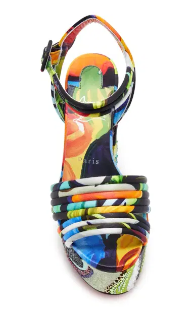 Christian Louboutin Exclusive Riviera Jane Disco Crystal-Embellished Printed Satin Platform Sandals | Thumbnail 6